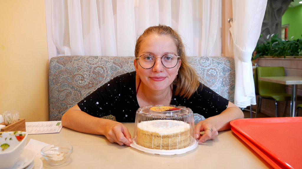 Being happy with cake