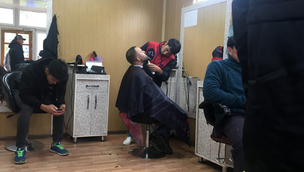 Seri also had his first hair and beard cut on this journey in Karakol