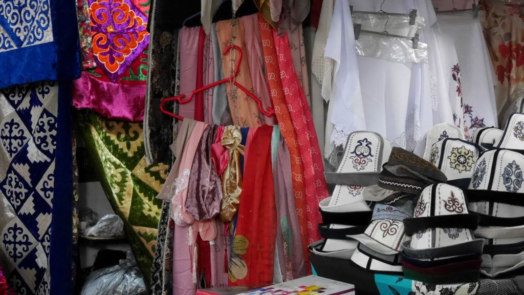 Some traditional Kyrgyz hats and clothes