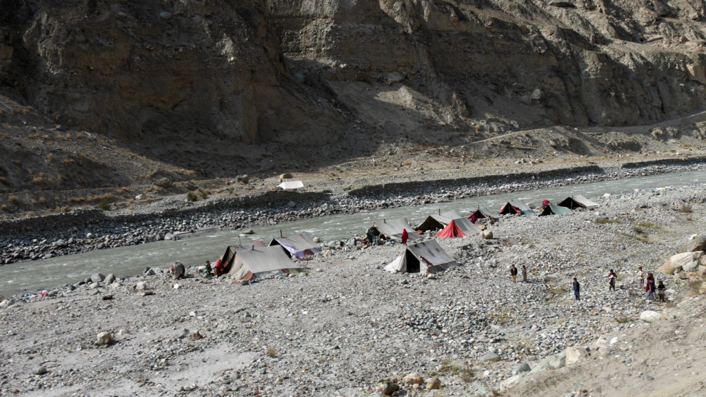 The tent village at the riverbank