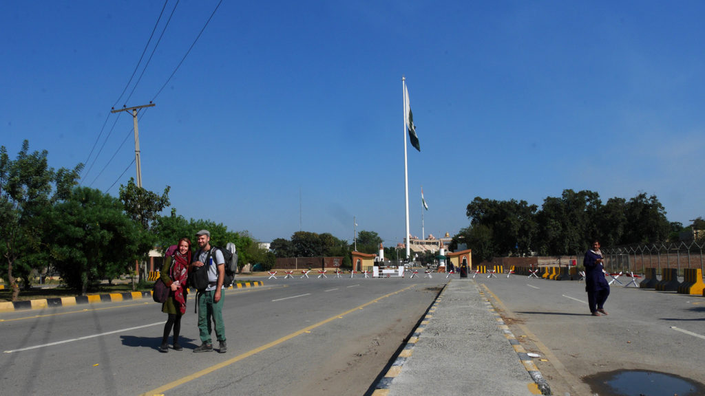 Posing before the border