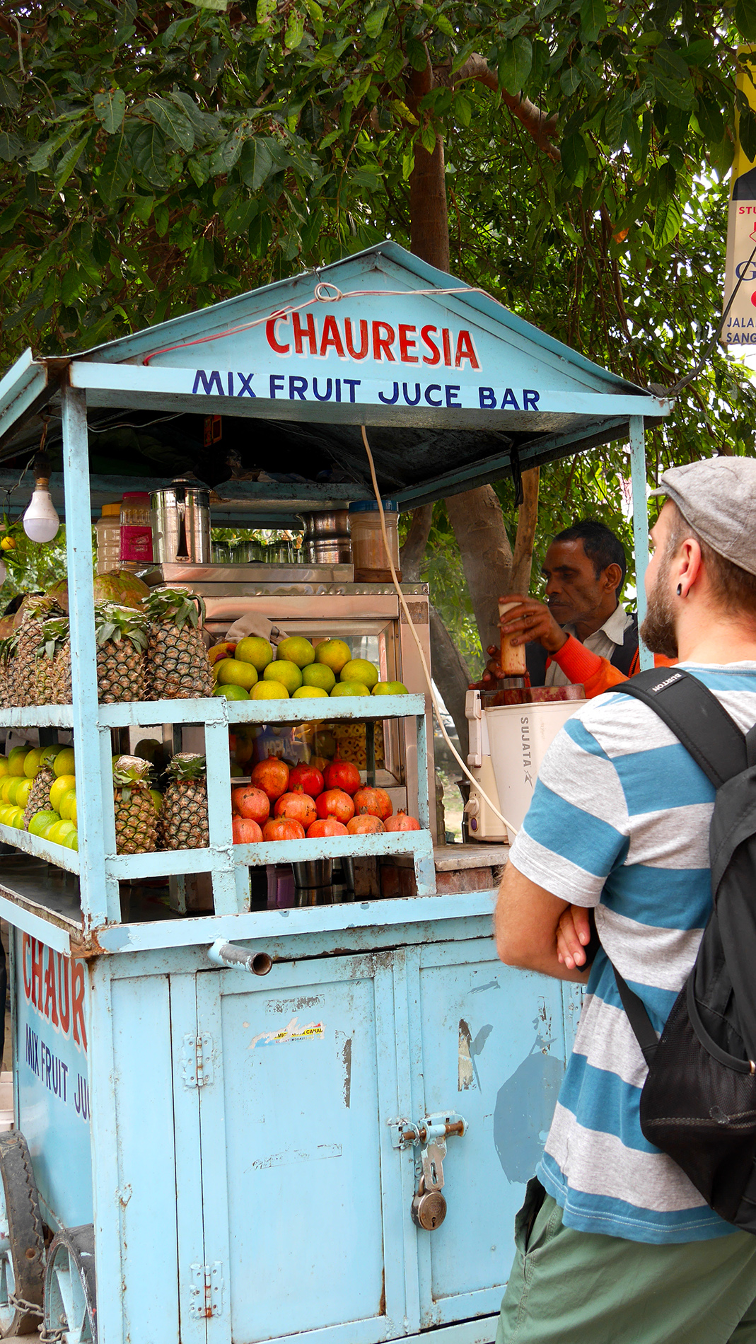 Fresh fruit juice is sold around the city