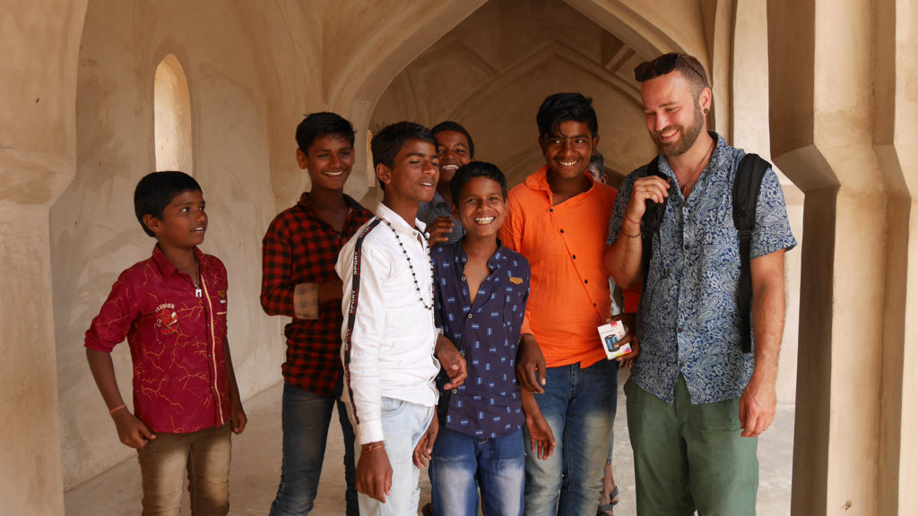 Seri with some local school boys at one of the temples