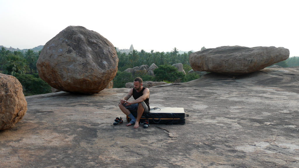 Seri having a break after climbing