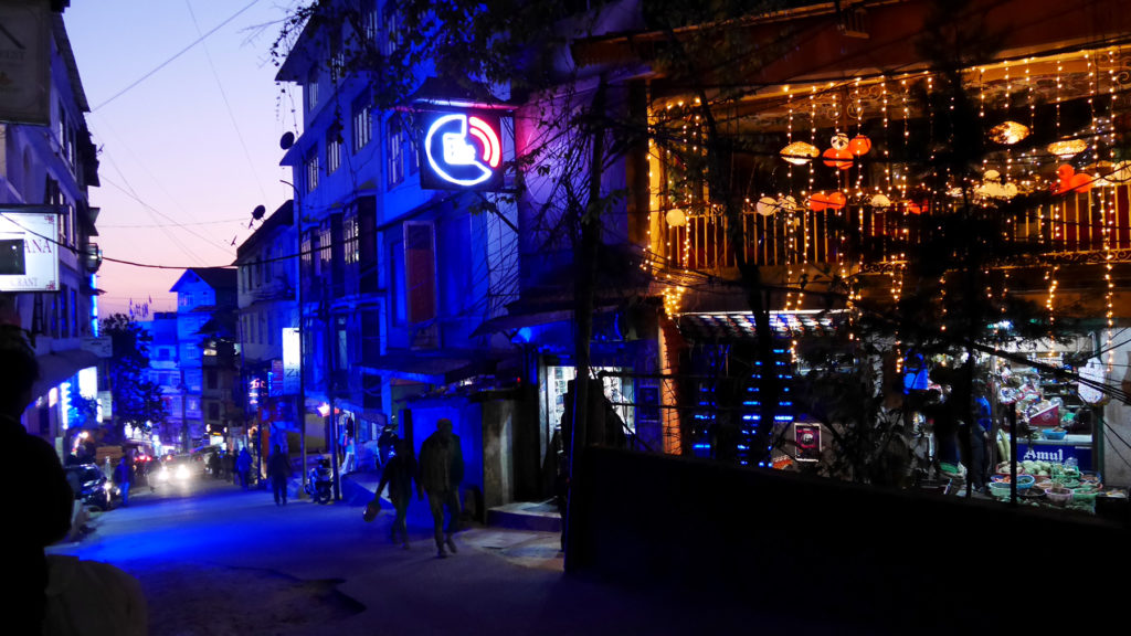 One of the atmospherically lit side streets of MG Market