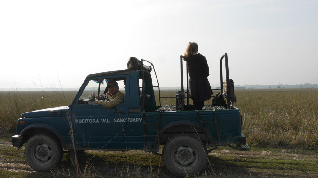 Johanna watching rhinos