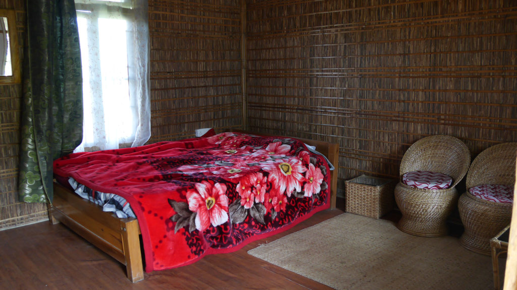 The interior of our comfy hut at Maibong Eco Resort