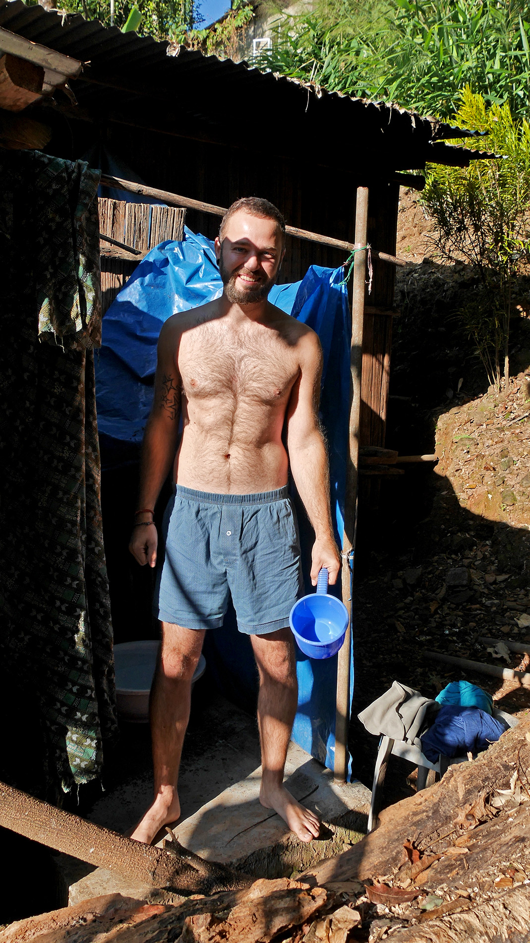 Showering in jungle style