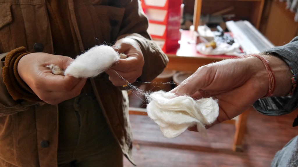 Eri Silk fibers before they’re spun into yarn