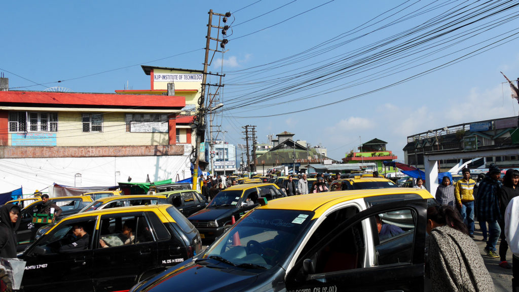 Street full of taxis in Shillong