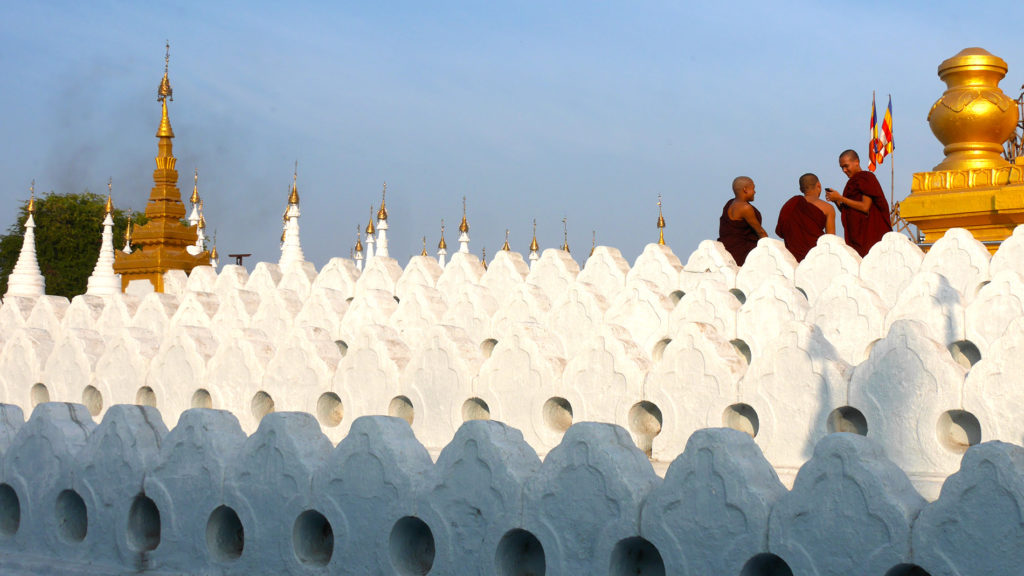 Monks taking pictures of eachoter