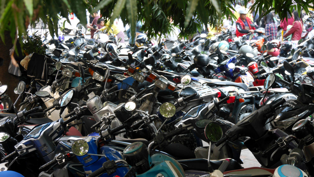 Scooters parked in Mandalay