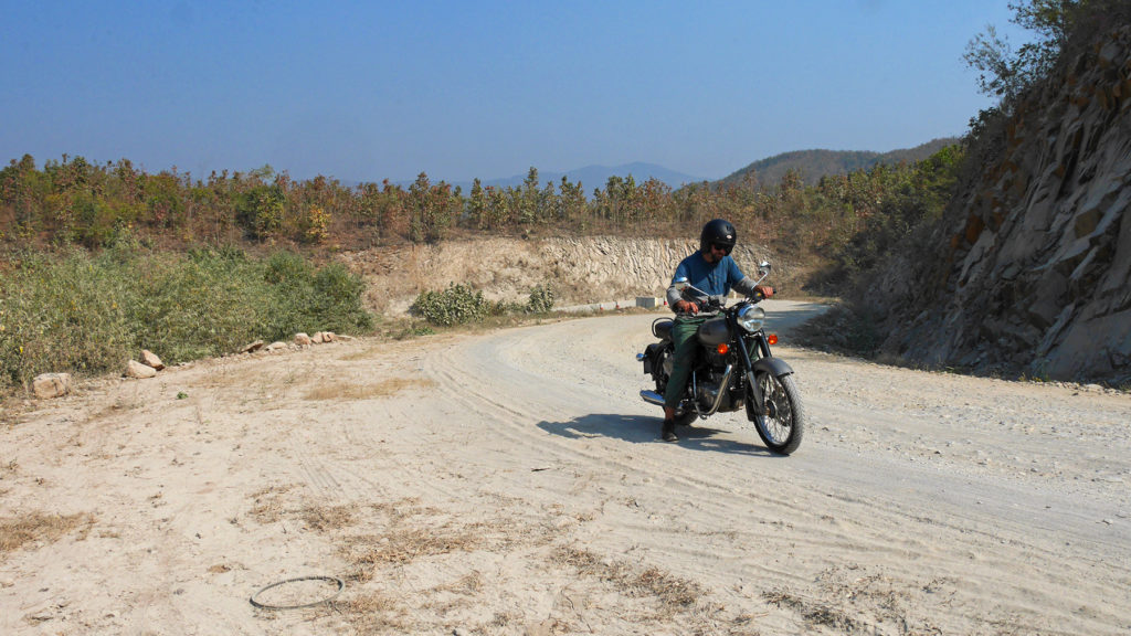 Seri and the Enfield on our way to Ywangan