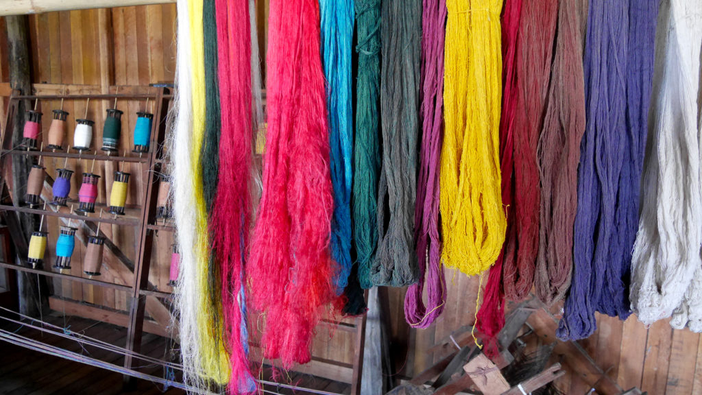 Some yarns at the lotus fabric workshop at Lake Inle