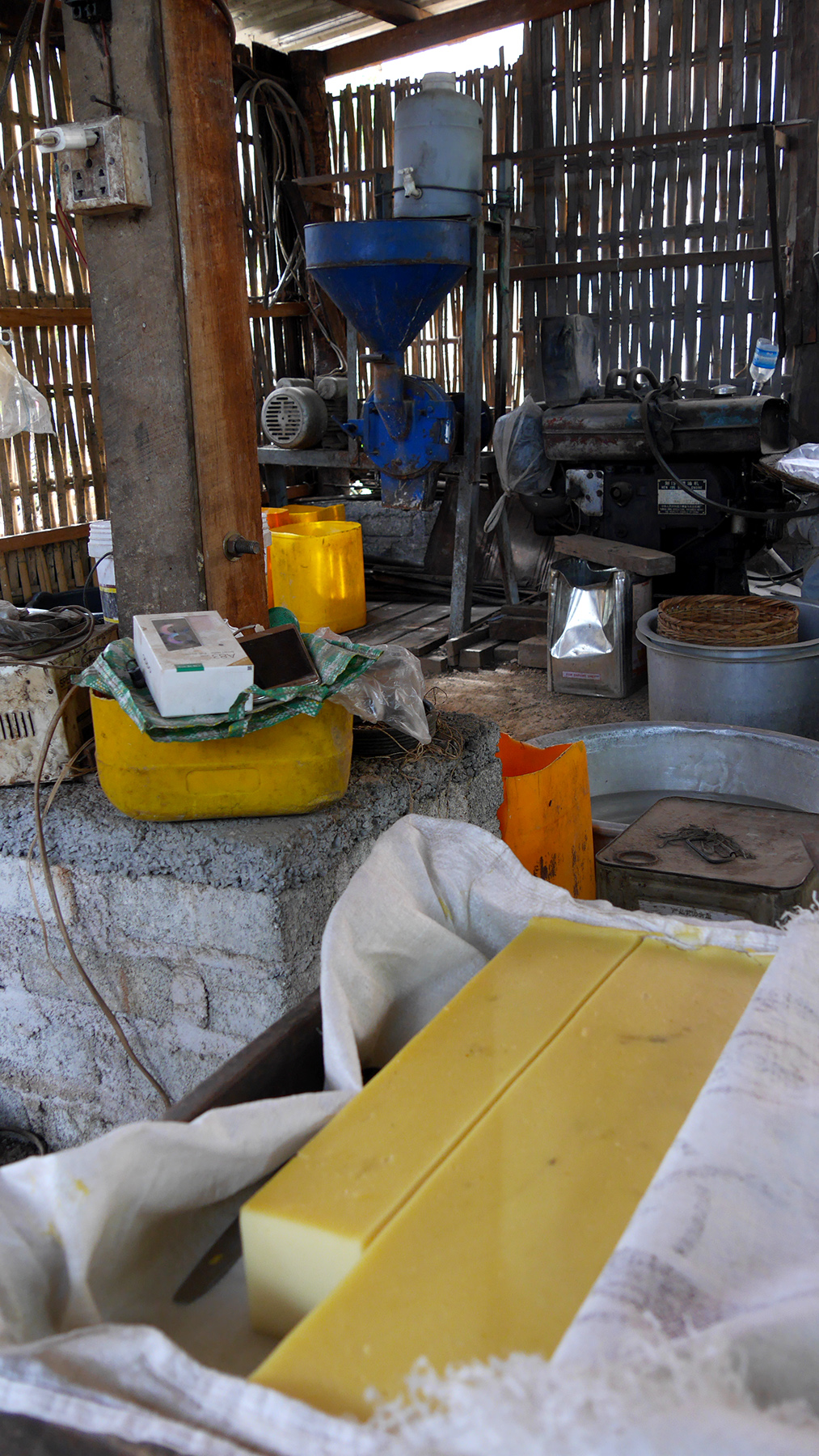 One of the chickpea tofu factories. In the front there's some ready-made tofu