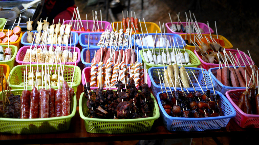 Meaty offer of the Loikaw night market