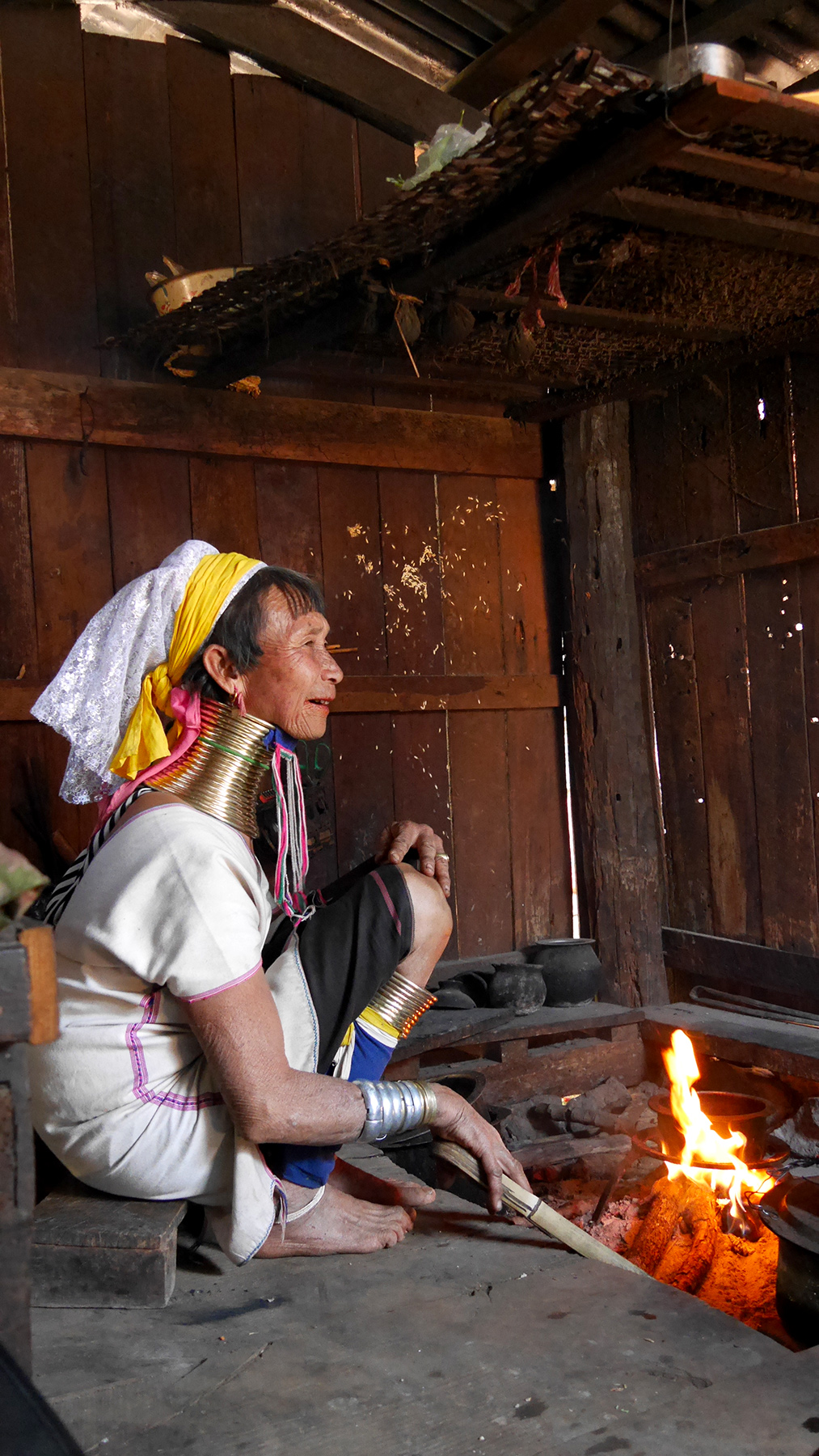 Mrs. Lou preparing some snacks for her visitors